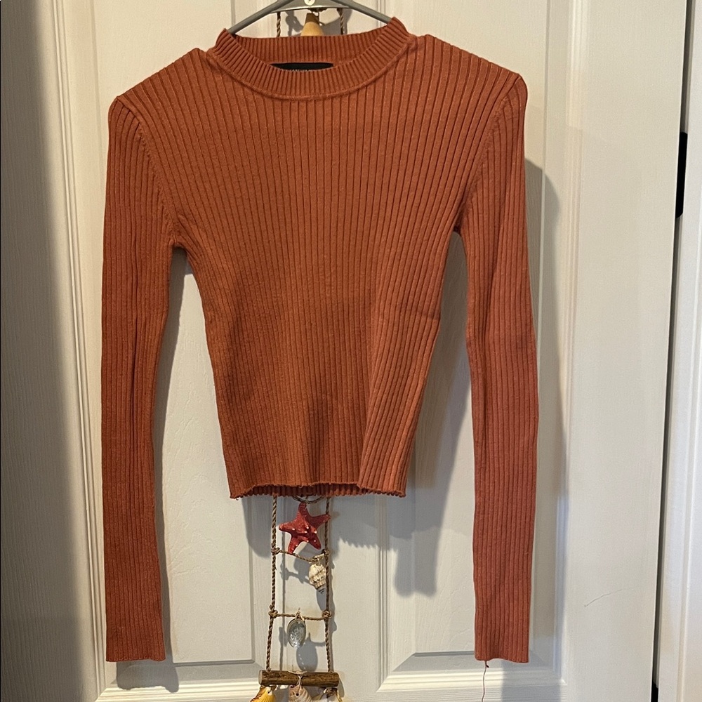 Forever 21 Ribbed Turtleneck Sweater - Rust